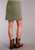 Stetson Womens Five Pocket Raw Edge Olive 100% Cotton Skirt