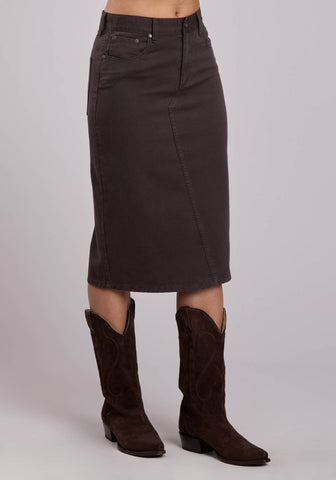 Stetson Womens 5 Pocket Maxi Chocolate Cotton Blend Skirt