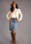 Stetson Womens Blue 100% Cotton Slit Center Denim Midi Skirt 4