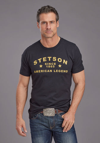 Stetson Mens American Legend Black 100% Cotton S/S T-Shirt