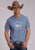 Stetson Unisex Buffalo Western Wear Blue 100% Cotton S/S T-Shirt