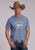 Stetson Unisex Buffalo Western Wear Blue 100% Cotton S/S T-Shirt