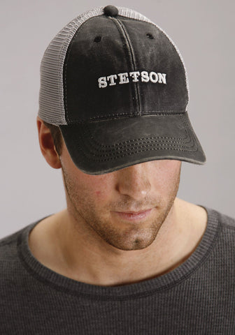 Stetson Unisex Trucker Logo Black 100% Cotton Baseball Cap Hat
