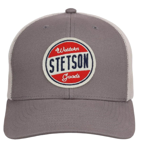 Stetson Unisex Western Goods Felt Patch Grey/White Cotton Blend Trucker Cap