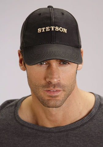 Stetson Unisex Oilskin Black 100% Cotton Baseball Cap Hat