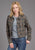 Stetson Womens Plaid Blanket Collared Grey/Khaki Poly/Wool Jacket