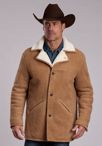 Stetson Mens Rugged Brown Shearling Jacket