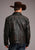 Stetson Mens Distressed Snap Front Brown Leather Leather Jacket