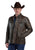 Stetson Mens Button Front Dark Brown Leather Jacket