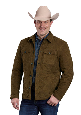Stetson Mens Diamond Quilted Brown Suede Leather Jacket