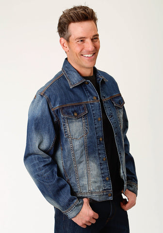 Stetson Mens Unlined Logo Denim Blue 100% Cotton Cotton Jacket