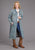 Stetson Womens Long Denim Button Front Blue Cotton Blend Cotton Jacket