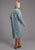Stetson Womens Long Denim Button Front Blue Cotton Blend Cotton Jacket