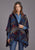 Stetson Womens Aztec Blanket Hooded Blue Poly/Wool Wrap