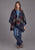 Stetson Womens Aztec Blanket Hooded Blue Poly/Wool Wrap