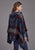 Stetson Womens Aztec Blanket Hooded Blue Poly/Wool Wrap