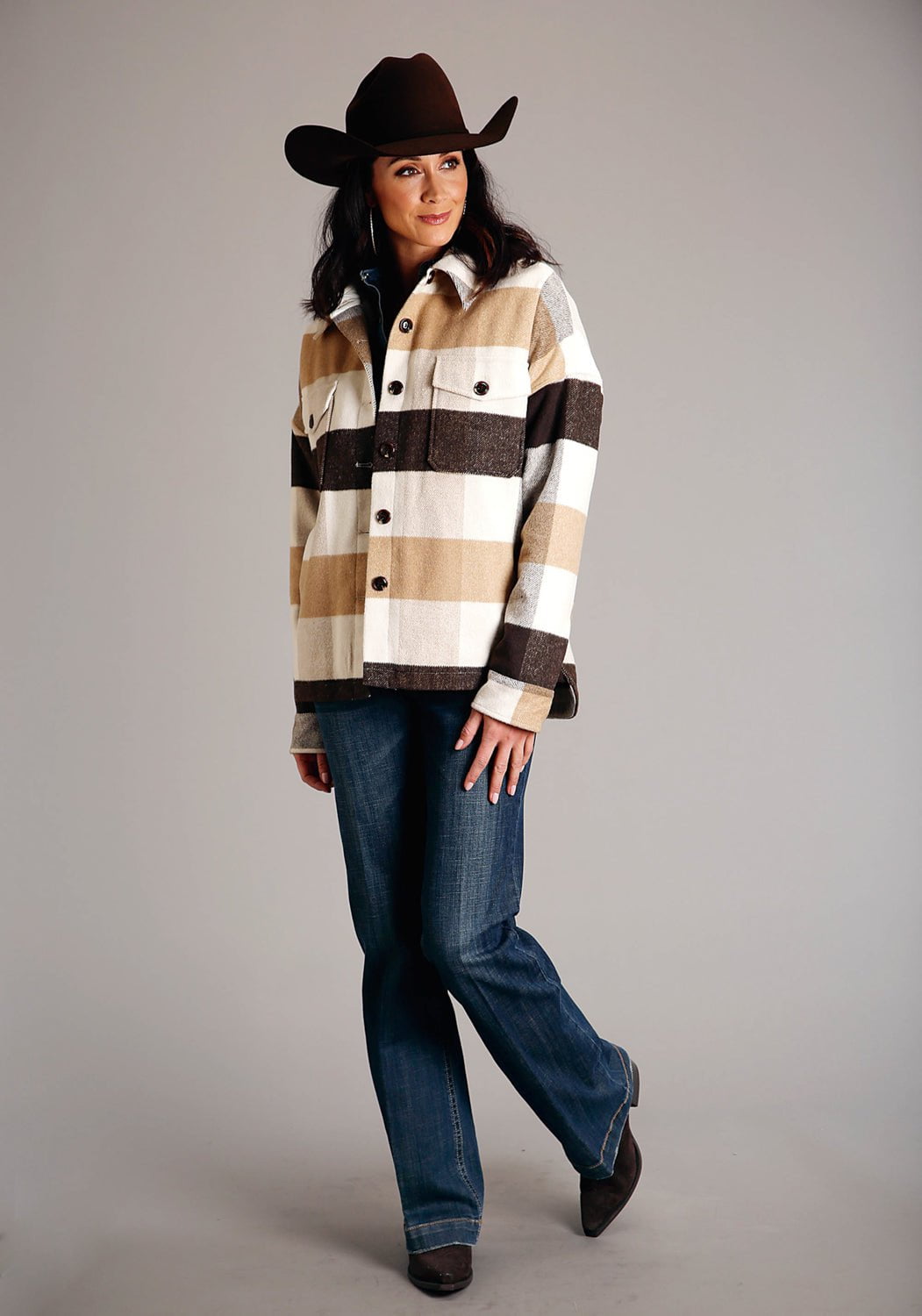 Stetson Womens Earthtone Plaid Brown Wool Blend Wool Jacket The Western Company