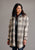 Stetson Womens Neutral Plaid Oversized Grey Poly/Wool Jacket