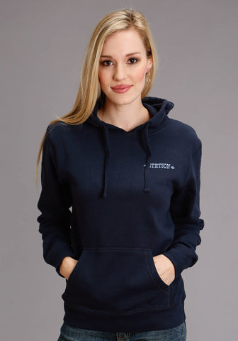 Stetson Womens Hankerchief Print Navy Cotton Blend Hoodie