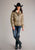 Stetson Womens Puffy Chevron Tan Leather Leather Jacket
