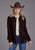 Stetson Womens Hip Length Fringe Dark Brown Suede Leather Jacket