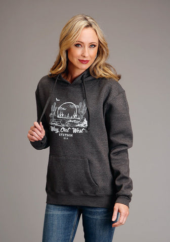 Stetson Womens Way Out West Grey Cotton Blend Hoodie