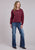 Stetson Womens Mid Length Crew Maroon Cotton Blend Sweatshirt