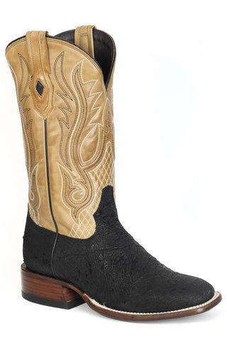 Stetson Mens Thunder 13in Black/Tan Elephant Cowboy Boots 9 D
