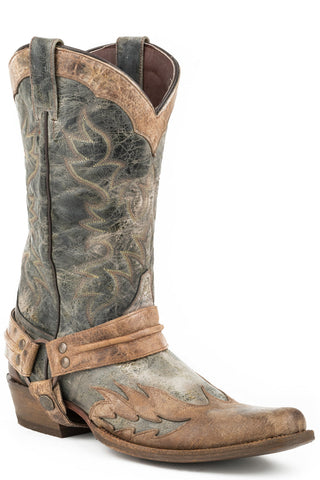 Stetson Sundance Kid Mens Black Leather 13in Washed Harness Boots 10 D