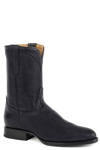 Stetson Mens Clay Black Leather 10in R Toe Cowboy Boots