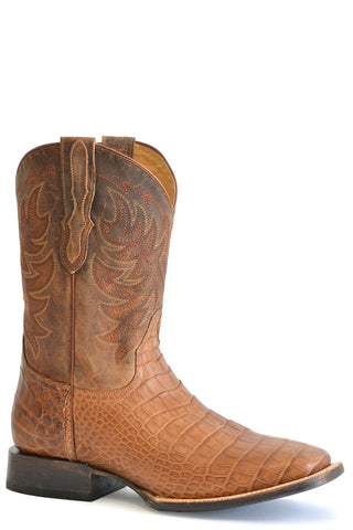 Stetson Mens Aces Oiled Tan Alligator Leather Cowboy Boots
