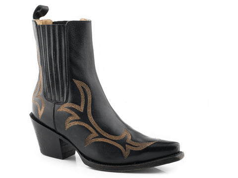 Stetson Womens Greta Black Leather Cowboy Boots