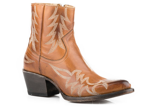 Stetson Womens Gianna Tobacco Leather Ankle Boots