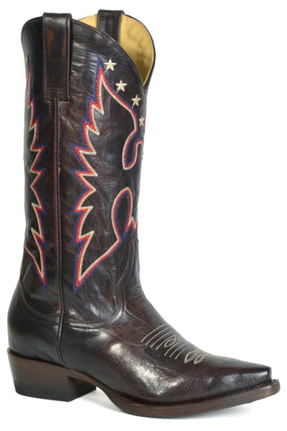 Stetson Womens Reagan Brown Leather Cowboy Boots