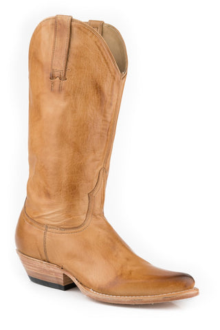 Stetson Womens Darby Tan Leather Cowboy Boots