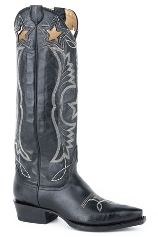 Stetson Womens Celeste Black Goat Leather Cowboy Boots