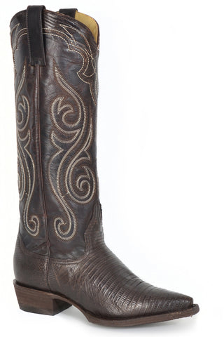 Stetson Womens Jane Brown Teju Lizard Cowboy Boots