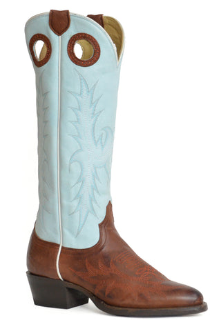 Stetson Womens Belle Blue Leather Cowboy Boots