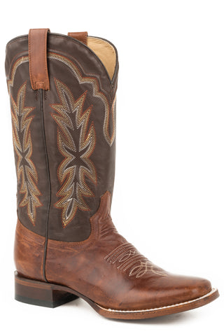 Stetson Womens Jessica Burnished Brown Leather Cowboy Boots