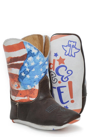 Tin Haul Infant Unisex American Mini Brown Multi Leather Cowboy Boots