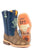 Tin Haul Boys Toddler Brown/Blue Leather Barbed Wire Cowboy Boots