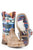 Tin Haul Kids Unisex Awesome Aztec Bull Skull Brown/Blue Leather Cowboy Boots