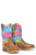 Tin Haul Kids Girls Rainbow Sparkles Brown Leather Cowboy Boots