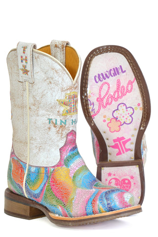Tin Haul Girls Color Burst Multi-Color Leather Cowboy Boots