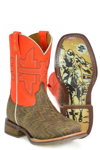 Tin Haul Boys Neon Thunder Brown Leather Cowboy Boots