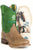 Tin Haul Kids Unisex Gridlock Ride Em Brown/Green Leather 8in Cowboy Boots