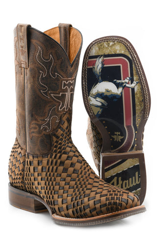 Tin Haul Mens Dream Weaver Tan Leather Cowboy Boots 9 EE