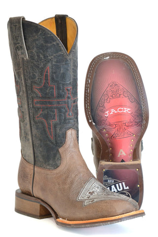 Tin Haul Mens Winning Blackjack Brown Leather Cowboy Boots 12 D