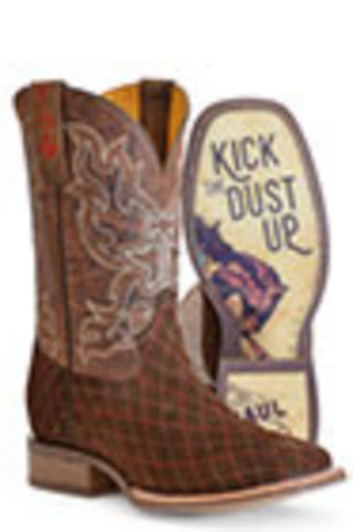 Tin Haul Mens Asphalt Cracks Tan Leather Cowboy Boots