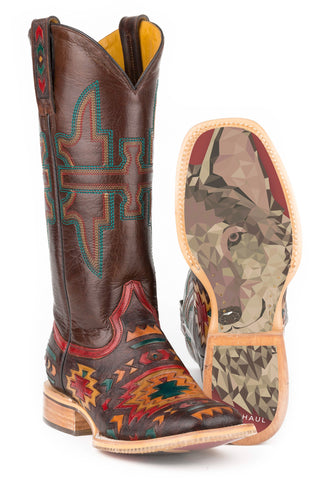Tin Haul Womens South by Wolf Multi-Color Leather Cowboy Boots